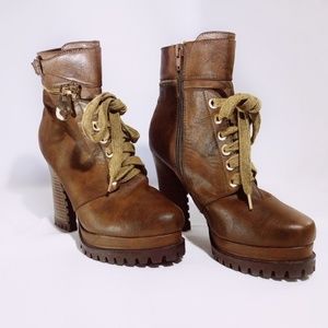 2 Lips Too Brown Lace Up Booties